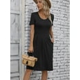 thumbnail image 3 of Mengpipi Dresses for Women Summer Casual Crew Neck Loose Flowy with Pockets, Black-XL(US 16-18), 3 of 6