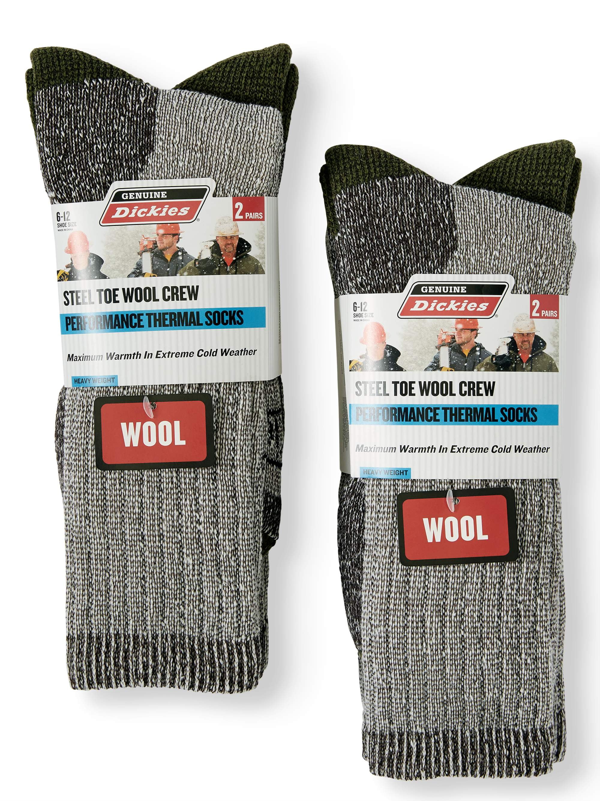 Genuine Dickies Men's Wool Thermal Steel Toe Crew Socks, 4Pack