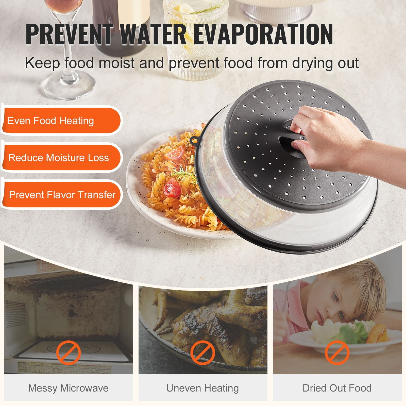 Microwave Splatter Cover Heat Resistant 300°F, Food Grade Microwave Guard Lid, Prevents Oil Food Splatters Easy Clean for Microwave Oven Cooking