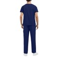 thumbnail image 4 of Hogleaql Scrubs Set for Men V-Neck Plus Short Sleeve Jogger Suits with Multi Pockets Stretch Top & Pants Medical Nursing Uniform Casual Workwear Scrub Sets Dark Blue L, 4 of 5
