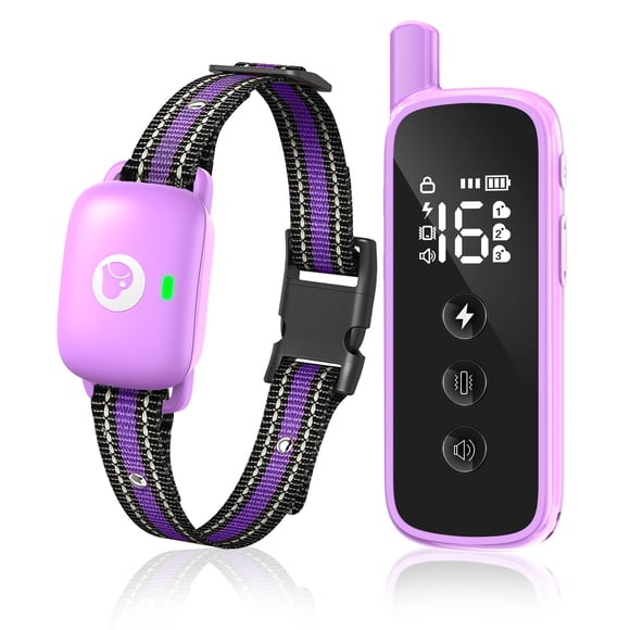 Collar antichoque para perros Heaflex 2600 pies con control remoto de 3 modos IP68, color morado
