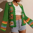 thumbnail image 2 of ZOELNIC Women's Floral Crochet Cardigan Hollow Out Open Front Long Sleeve Cardigan Sweater, XL, 2 of 7