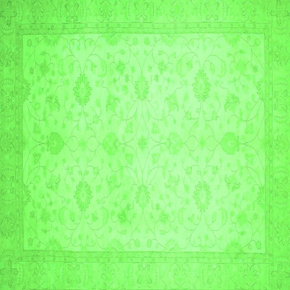 Ahgly Company Indoor Square Oriental Green Traditional Area Rugs, 3' Square