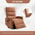 thumbnail image 4 of PAPROOS Rocker Recliner with Heat and Massage, Fabric 360°Swivel Rocker Recliner, Glider Rocking Chair for Nursery, Small Manual Recliner with Side Pocket for Home Theater Living Room, Orange, 4 of 8