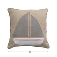 thumbnail image 2 of Creative Co-Op Cotton Pillow with Appliqued Boat and Striped Piping, 2 of 9