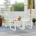 thumbnail image 4 of Gymax Patio Loveseat 2-Person Bench w/ Curved Backrest Slatted Design for Backyard White, 4 of 9
