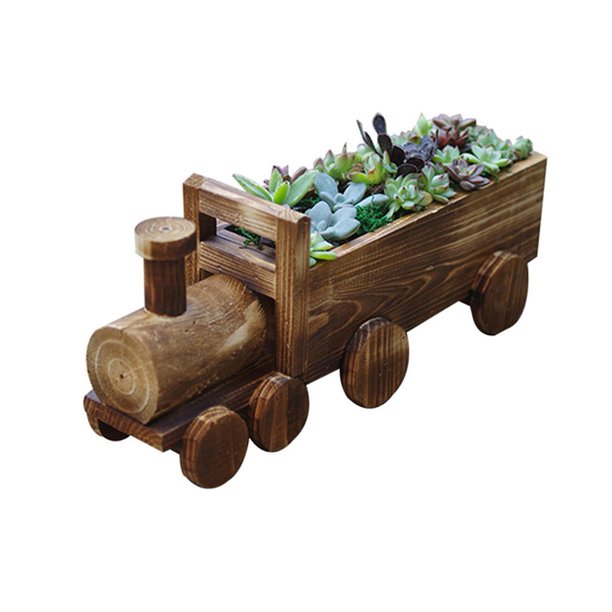 Minimaceta de madera con forma de tren, estuche de almacenamiento de arte decorativo, maceta para plantas, adorno para el hogar para jardín paisajístico de bonsái, nuevo