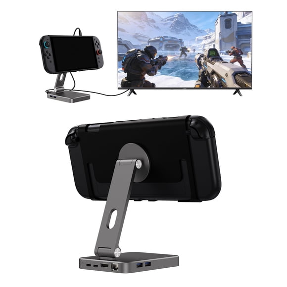 Antank Foldable Magnetic Stand Compatible with Nintendo Switch 2, Gigabit Ethernet, Portable Charging Stand holder for Desk, TV Docking Station with 4K@120Hz HDMI Adapter/2 USB-A 3.0 Port for Switch 2