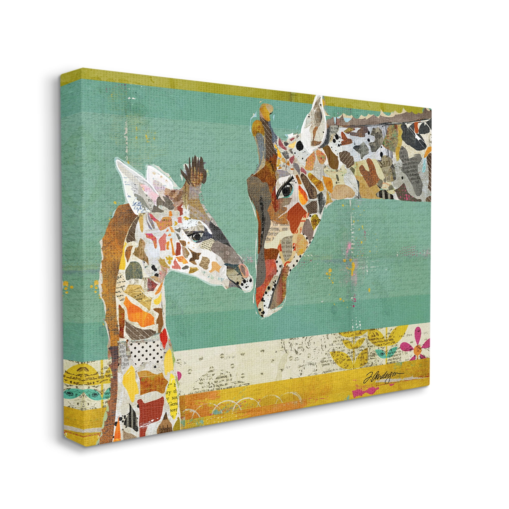 Stupell Industries Endearing Giraffe Family Layered Wildlife Animal Collage Graphic Art Gallery Wrapped Canvas Print Wall Art, Design by Traci Anderson