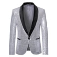 thumbnail image 1 of Blazer informal con lentejuelas para hombre, chaqueta de traje para celebración de bodas, 1 of 4