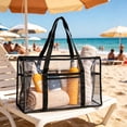 thumbnail image 2 of Clear Beach Bag Tote with Mesh Side Pockets, Waterproof Transparent Beach Bags for Women for Beach Vacation Pool and Stadium Events, 2 of 6