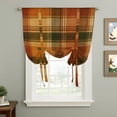 thumbnail image 2 of Buffalo Plaid Fall Tie Up Curtains for Windows, Adjustable Balloon Window Shades, Thanksgiving Orange Brown Autumn Harvest Kitchen Window Treatments Farmhouse Short Curtains with Rod Pocket 42"x45", 2 of 8