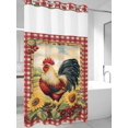 thumbnail image 4 of Vintage Rooster No Hook Shower Curtain Waterproof, Bathroom Curtains with Snap in Liners and See Through Top Window, Pastoral Watercolor Sunflower Plaid Hotel Style Bathtub Curtains Shower 36"Wx72"L, 4 of 8