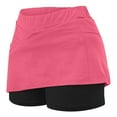 thumbnail image 6 of QATAINLAV Skirt Shorts Womens Casual High Waisted Tennis Skirts Solid Layered Ruffle Mini Skirts with Shorts Milk Silk Soft Yoga Shorts Hot Pink M, 6 of 7