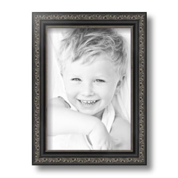 ArtToFrames 7" x 10" Antique Black Picture Frame, 7x10 inch Black Wood Poster Frame (WOM-5106)