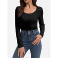 thumbnail image 5 of Womens Long Sleeve Scoop Neck Tops Casual Slim Fitted Basic Shirts, 5 of 6