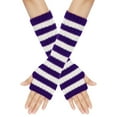 thumbnail image 1 of GDREDA Winter Striped Fingerless Convertible Mittens Touchscreen Texting Warm Knitted Handwear For Cold Weather Outdoor Activities Dark Purple,One Size, 1 of 4