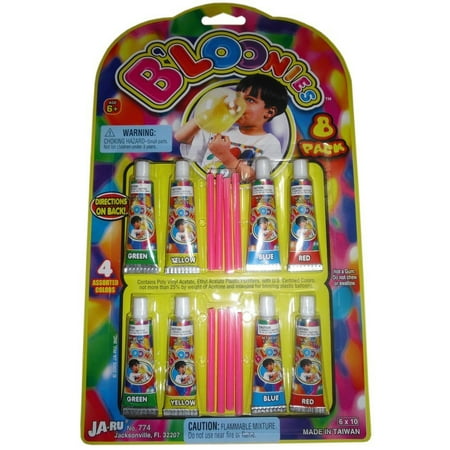 B'loonies Plastic Balloons Variety Pack 8 Tubes of Assorted Color