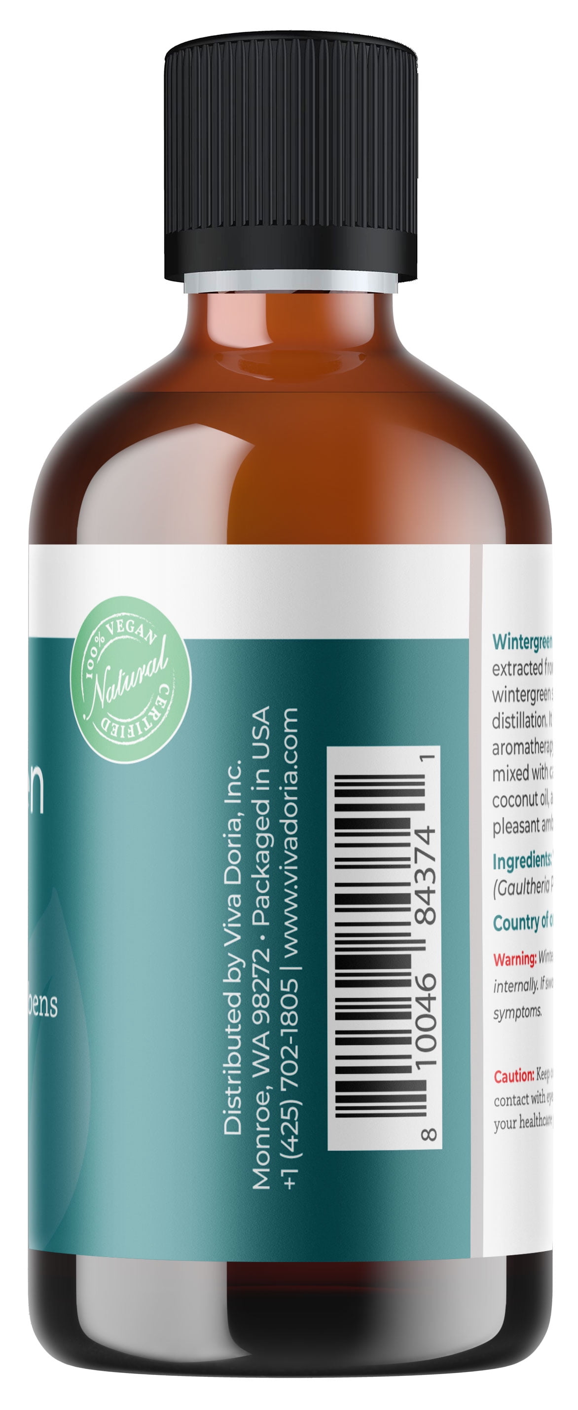 Viva Doria Pure Undiluted Food Grade Wintergreen Essential Oil 118 mL (4 Fl Oz)