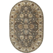 Caesar CAE-1005 6' x 9' Oval Rug Charcoal/Khaki/Yellow/Gray/Taupe/Camel/Brown