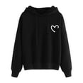 thumbnail image 2 of Black Essentials Hoodie, Polyester Hoodies for Women, Women's Casual Printed Long-Sleeved Hooded Sweater M, 2 of 3