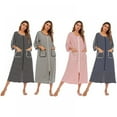 thumbnail image 6 of PTAETER Home Service Comfortable Casual Loose Pajamas Seven-point Sleeve Large Size Striped Sleeping Skirt, 6 of 8