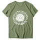 thumbnail image 3 of Gibobby Playera Corte clásico para Mujer Mujeres Casual Girasol Impresión Mangas Cuello Redondo Camiseta Suelta Blusa Tops(Verde,CH), 3 of 4