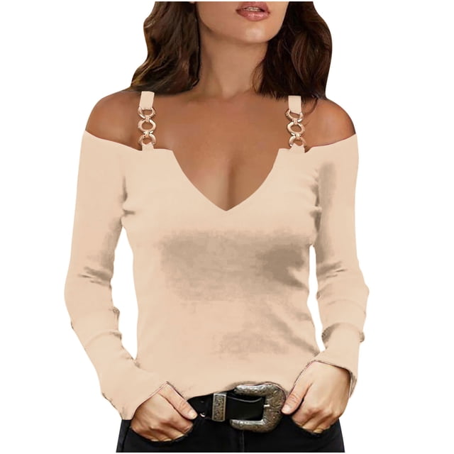 Birdeem T-Shirts Décontractés à Col en V pour Femmes Dames à Manches Longues Chandail Blouse Hauts