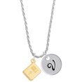 thumbnail image 1 of Delight Jewelry Goldtone Holy Bible Silvertone Script Initial Disc - V - Charm Necklace, 20"+3", 1 of 4