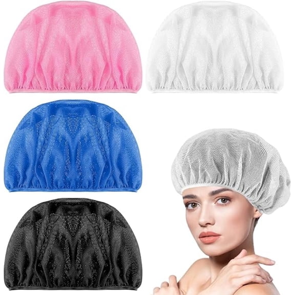 4 Pcs Hair Nets for Sleeping,Topboutique Bouffant Caps,Mesh Sleep Bonnets,Curly Hair Bonnet for Food Service Beauty,Sleep Hair Cap for Sleeping Night Bath Clean Wash Face,Mixed Color