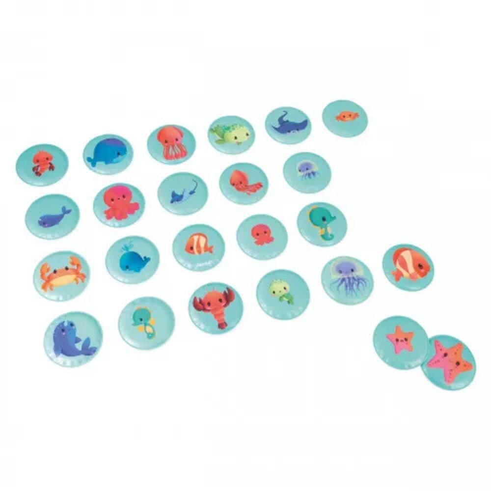 Janod - Jeu de mémoire - Bébés animaux - Jouets de bain - Découverte et développement précoce - Pour garçons et filles - À partir de 24 mois – Multilingue