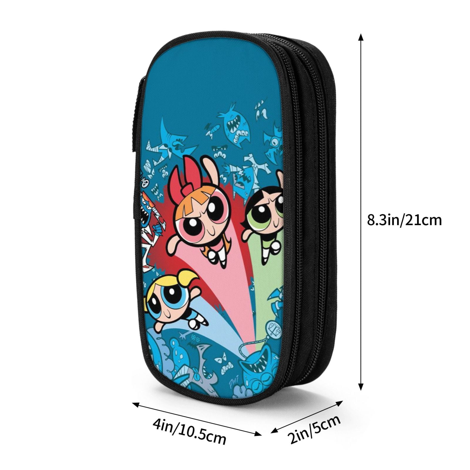 The Powerpuff Gi-rls Pencil Case Large Capacity Pencil Pouch Penbag Office Stationery Organizer Travel Makeup Bag Black