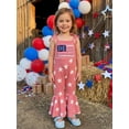 thumbnail image 5 of BemeyourBBs Toddler Baby Girl 4th of July Outfit Independent Day Clothes Summer Romper Bell Bottoms Patriot Star Print American Flag Embroidered Spaghetti Strap Casual Jumpsuit Overalls, 5 of 9