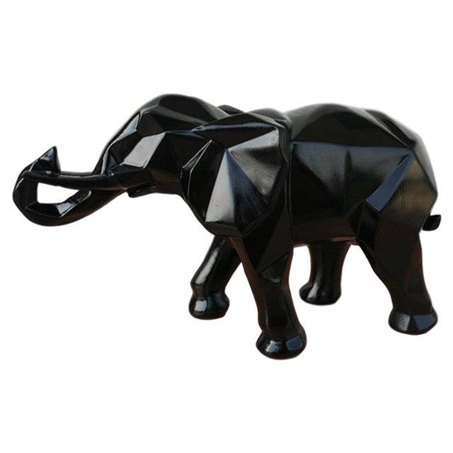Estatua de elefante abstracto Adorno de resina Decoración geométrica de Negro Sunnimix Estatua de elefante