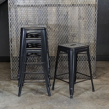 AmeriHome 2 Piece Loft Black Finish 24-inch Backless Metal Bar Stool for Kitchen, Garage, Office
