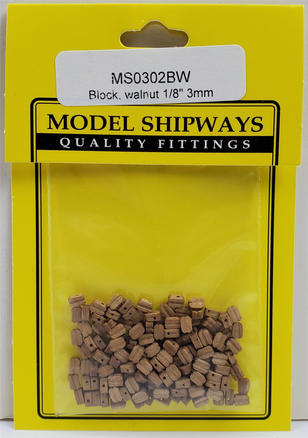 3mm Model Shipways Double Sheave Block Walnut 1/8" - 150 pack 