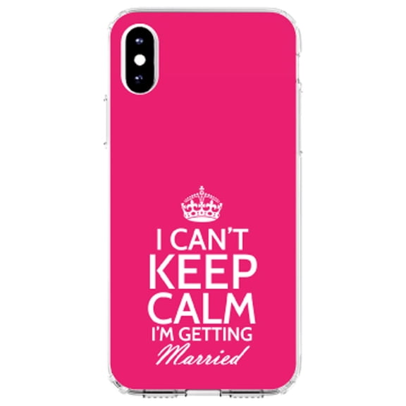 DistinctInk Clear Shockproof Hybrid Case for iPhone XR (6.1" Screen) - TPU Bumper, Acrylic Back, Tempered Glass Screen Protector - Can't Keep Calm I'm Getting Married
