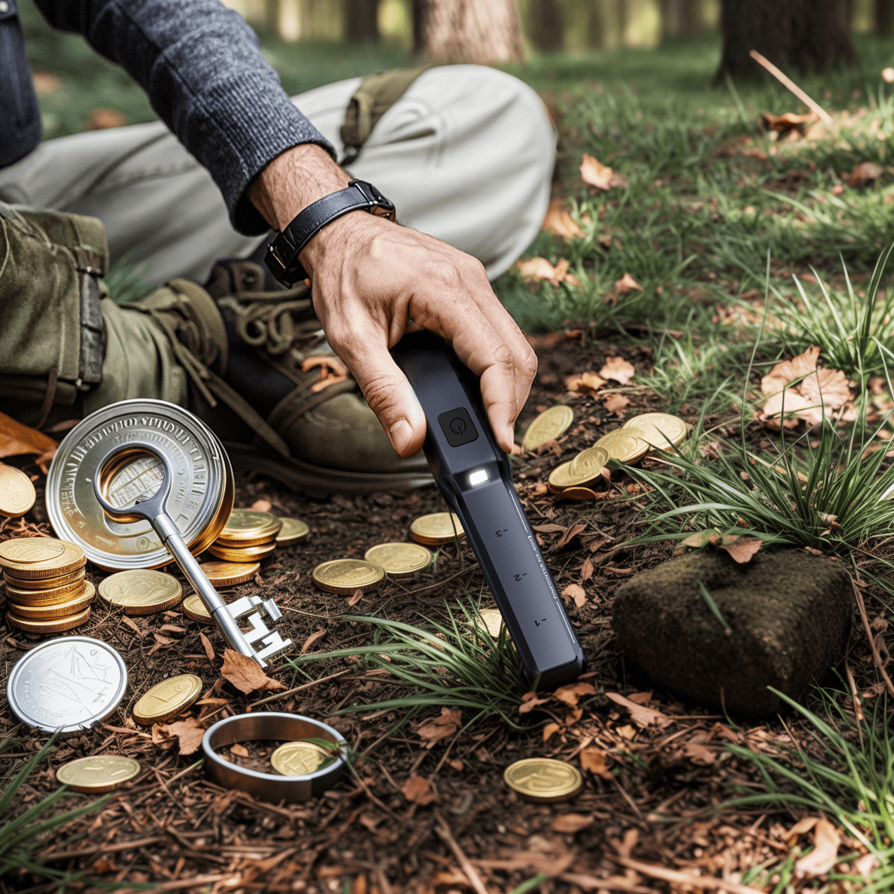 Rechargeable Metal Detector Pinpointer - 15H Runtime with 800mAh Battery, IP68 Waterproof & 360° Detection for Adults/Kids