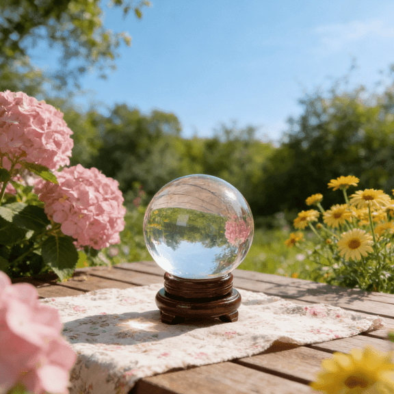 Ymokee 5.1" Clear Crystal Ball, 130 mm Decorative Glass Ball with Wood Stand for Photography and Gift, 1 Piece