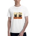 thumbnail image 3 of Men's Framed Cat Scene Graphic T-Shirt, Cotton Blend Crewneck Short Sleeve Casual Tee, 3 of 8