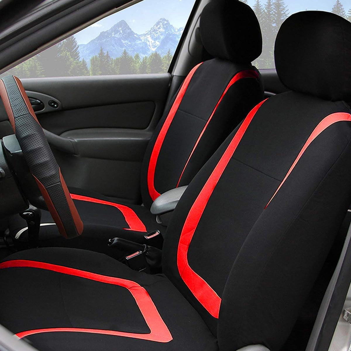 Full Set Premium Cloth Car Seat Covers in Breathable Design for Most Vehicles