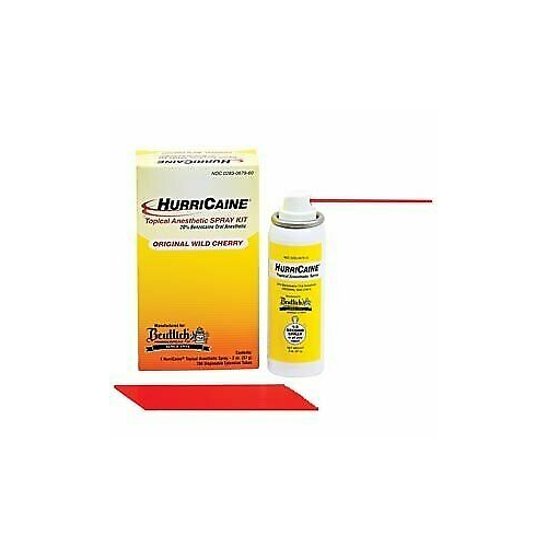 HurriCaine Wild Cherry Topical Benzocaine 20 Oral Anesthetic Spray, 2 Oz.