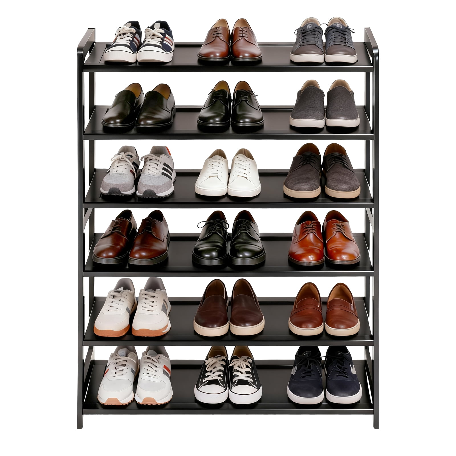 Zimtown Bamboo Shoe Rack, 6 Tier 24 Pairs Shoe Storage Organizer Space Saving for Entryway Home, Black