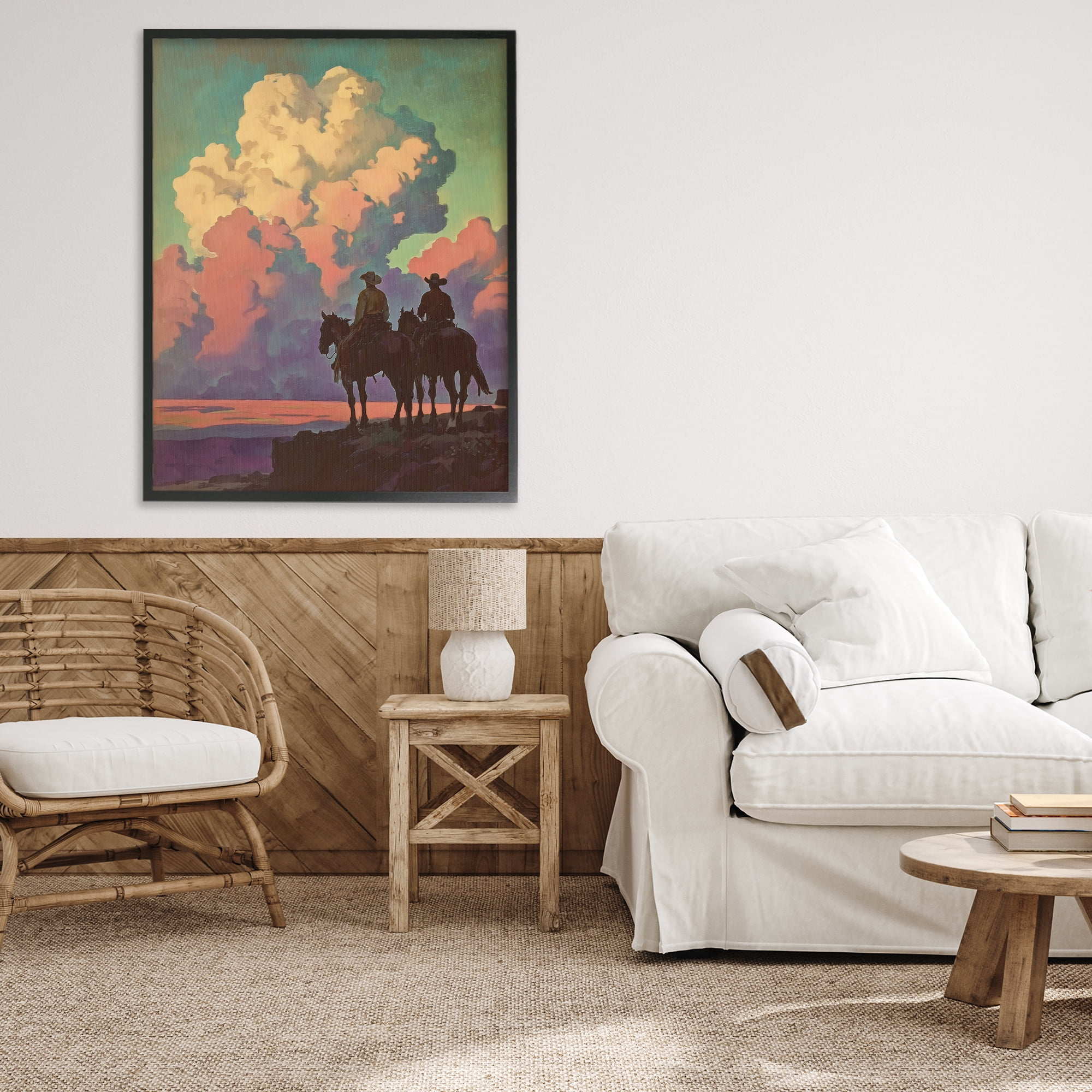 Stupell Industries Cowboys Silhouetted Against Clouds Black Framed Giclee Art, design by Arlington Prints
