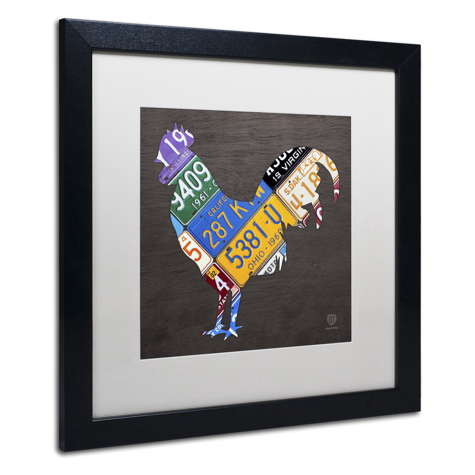 Trademark Fine Art 'Rooster' Canvas Art by Design Turnpike, White Matte, Black Frame