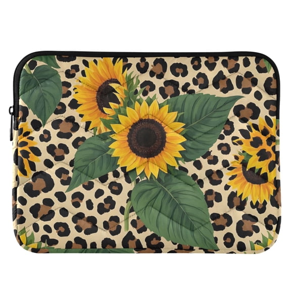 ALAZA Sunflower in Leopard Pattern Laptop Sleeve Case for 13-14 Inch Computer Cover Bag Medium