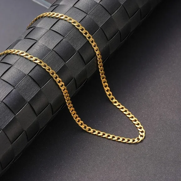 18K Gold Plated Cube Chain 925 Sterling Silver Men & Women Necklace 20