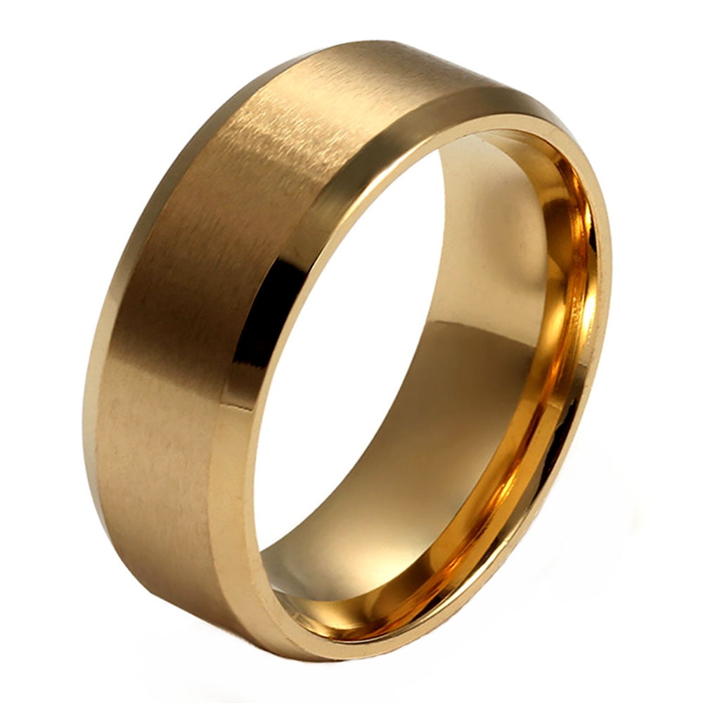 8mm Stainless Steel Gold Tone Wedding Band Ring Ginger Lyne Collection 