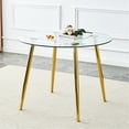 thumbnail image 2 of Golden Metal Legs Table With 40 Inch Diameter Mirrored Glass Tabletop Dining Transparent Top, 2 of 6
