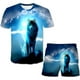 thumbnail image 2 of Conjuntos de ropa de verano de lobo para niños, camisetas y pantalones cortos informales de dibujos animados para niños y niñas, trajes de 2 uds, ropa de moda para niños, trajes 1-14 Y11T Gao Jinjia LED, 2 of 2